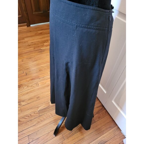Black A Line Stretch Full Sweep Midi Skirt 10 Riding Skirt Old Money Minimalist - Picture 5 of 8